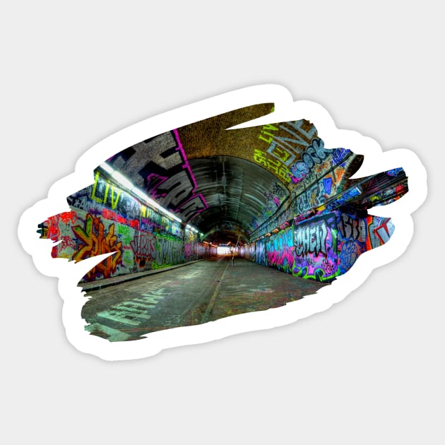 Graffiti Tunnel Splash Art Print 1 Sticker by Auto-Prints